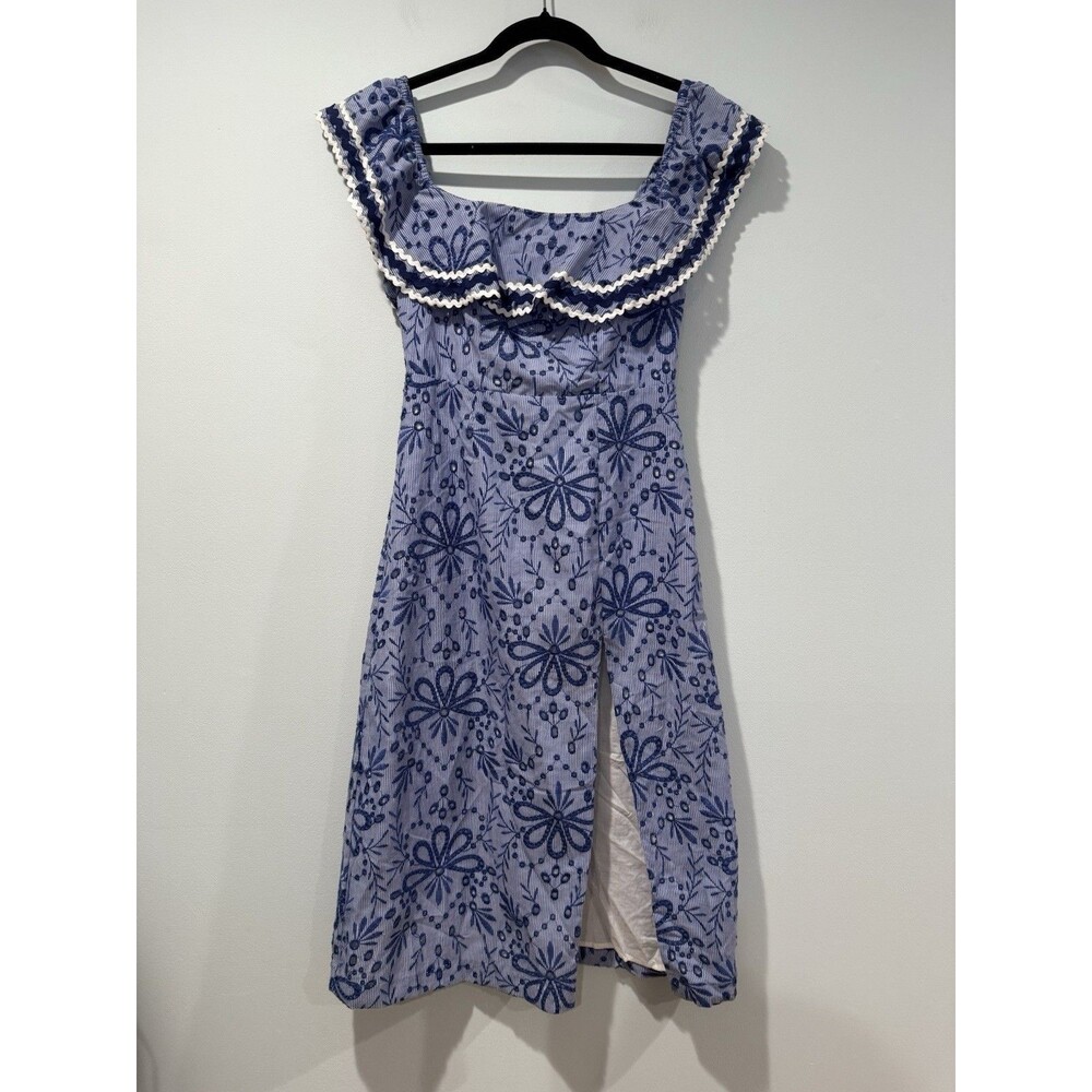 Red Carter Dress Womens XS Eyelet Embroidered 100% Cotton Preppy Coastal Travel